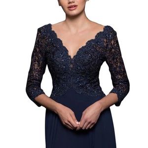 Scalloped Elegance Lace Evening Dress by Marsoni